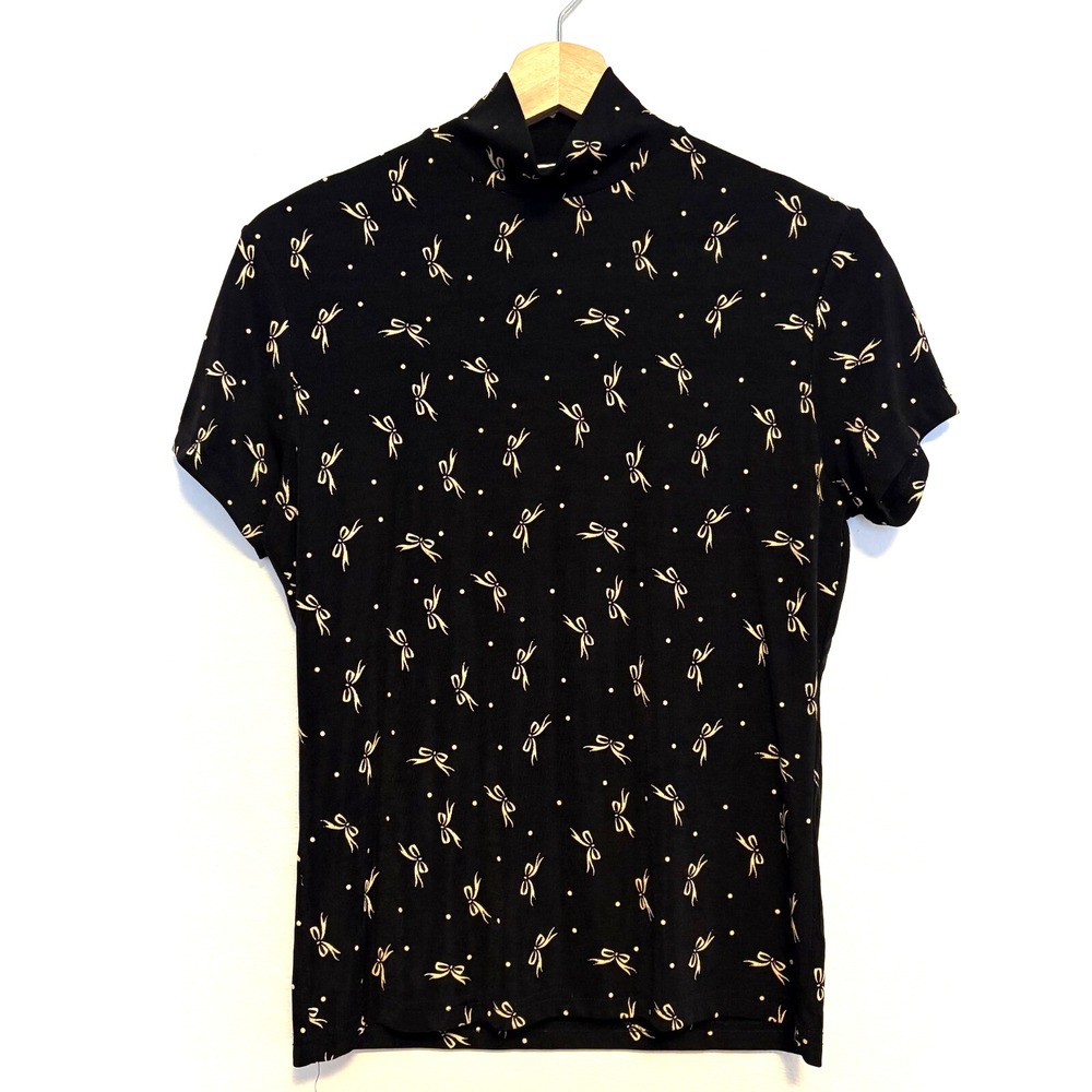 Vintage Frazier Lawrence Shirt, Black with Gold Bows, Size Small